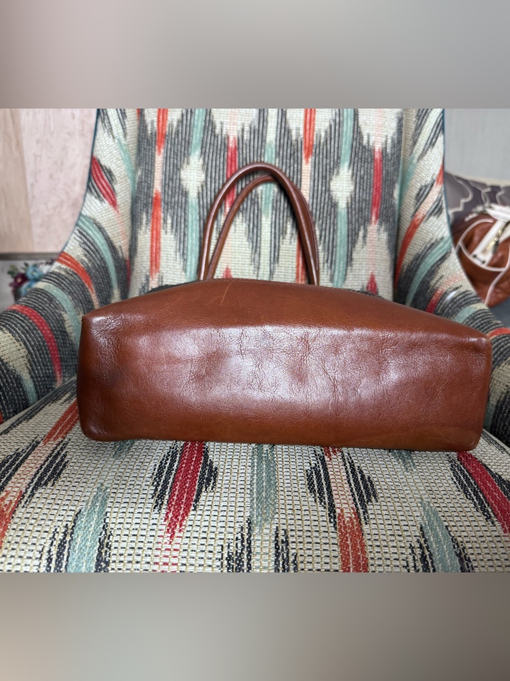 Tory Burch Wool & Leather Tote Bag in Charcoal/Cognac - Picture 4 of 6